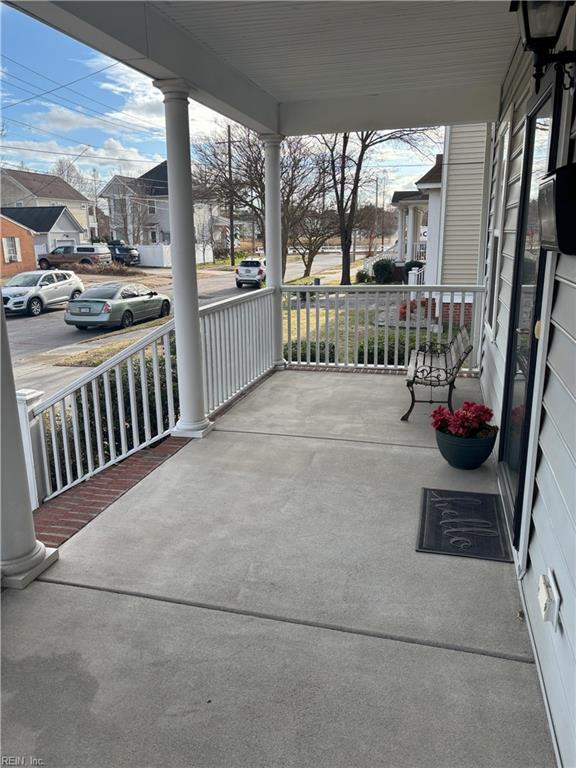 view of patio featuring a porch