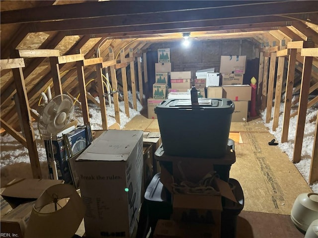 view of unfinished attic