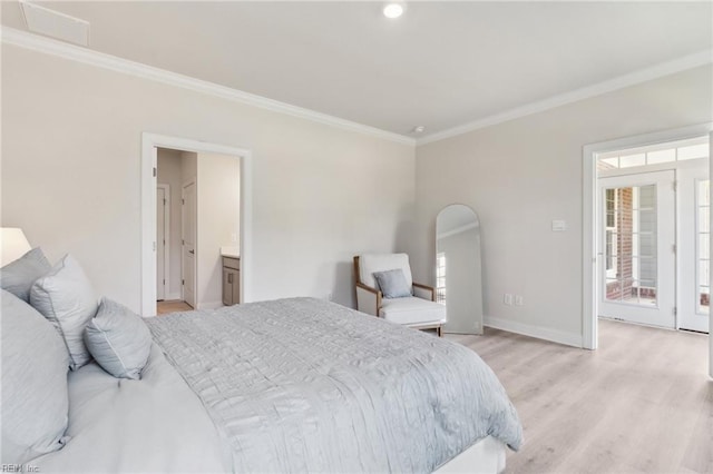 1232 Treviso Bay, Williamsburg, VA 23188 - bedroom with light wood-style flooring, visible vents, baseboards, recessed lighting, and ornamental molding