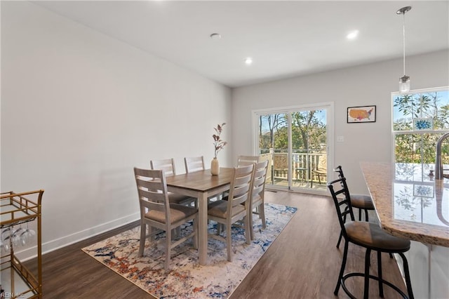 dining space featuring dark hardwood / wood-style flooring