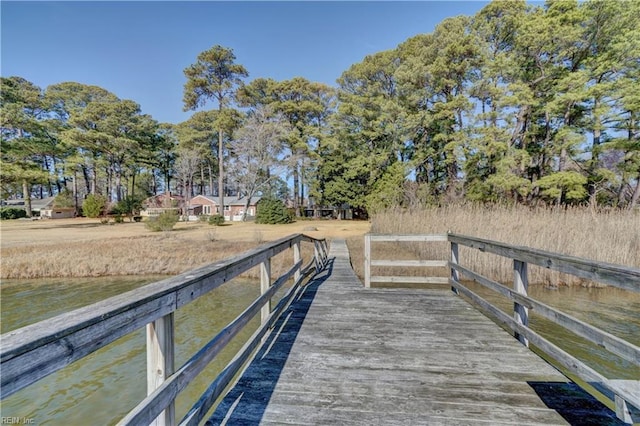 dock area featuring a water view