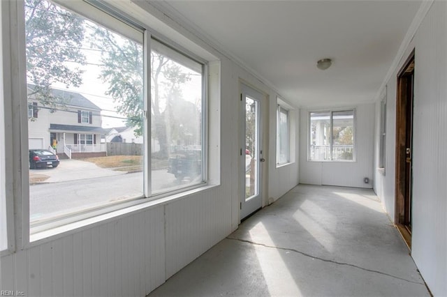 view of unfurnished sunroom