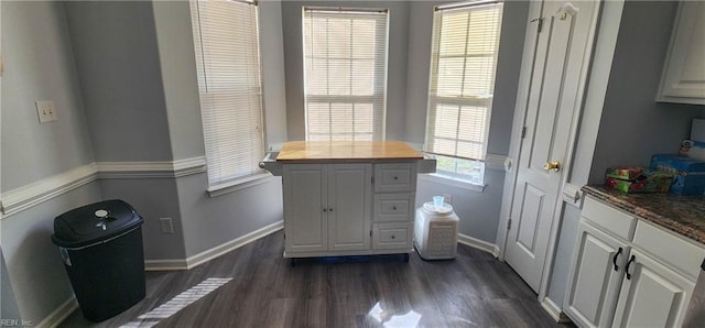 interior space with dark hardwood / wood-style flooring