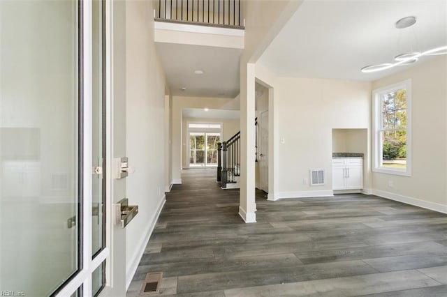 entrance foyer with dark hardwood / wood-style floors