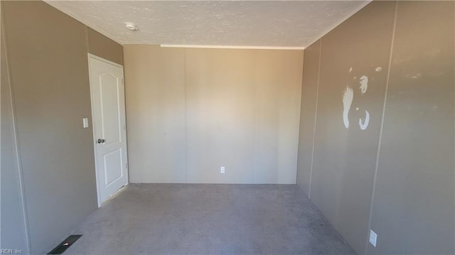 spare room with light carpet and a textured ceiling