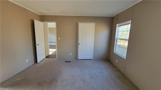 unfurnished room featuring light carpet