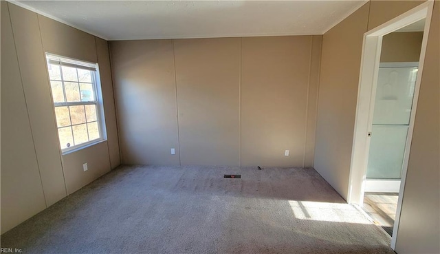 spare room with light carpet