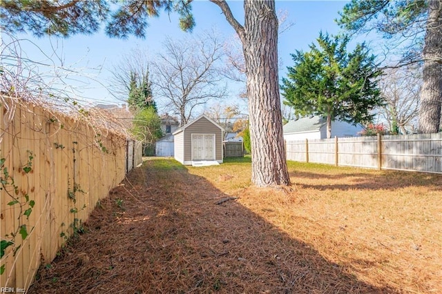 view of yard with a shed