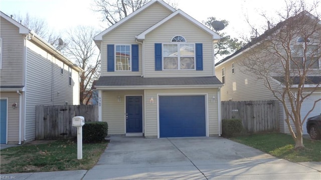 front facade with a garage