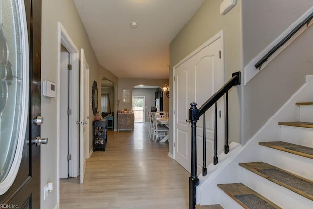 entryway with light wood-type flooring