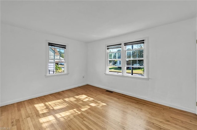 unfurnished room with a wealth of natural light and light wood-type flooring