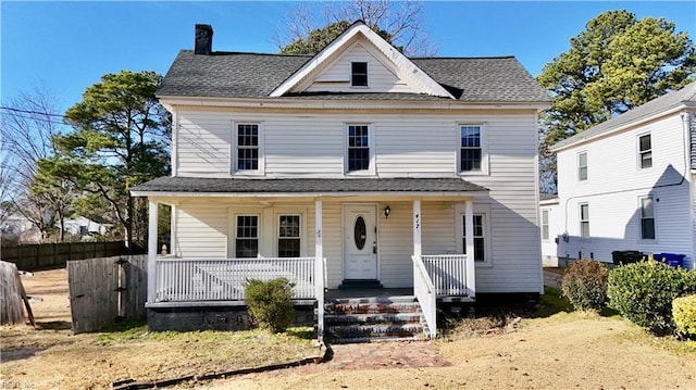 view of front facade featuring covered porch