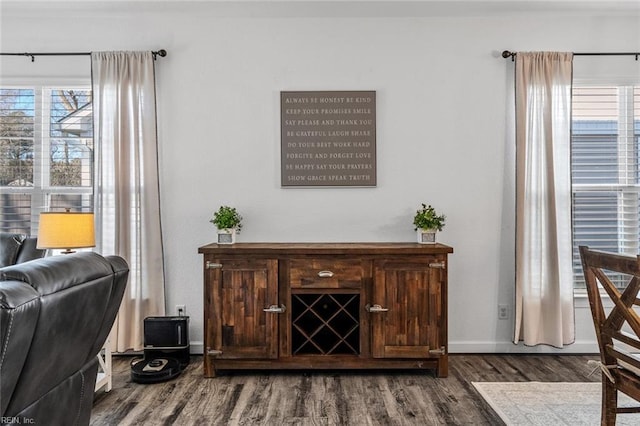 interior space featuring dark wood-type flooring