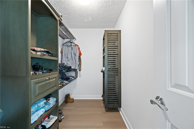 spacious closet featuring light wood-type flooring