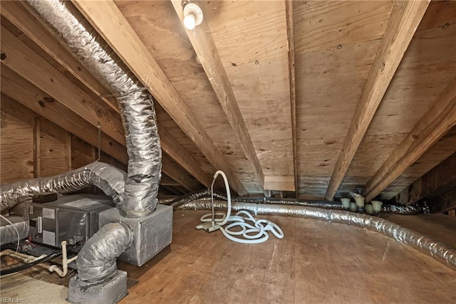 view of unfinished attic