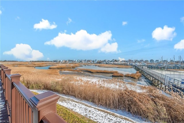 exterior space featuring a water view