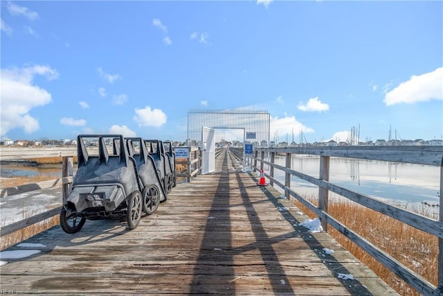 dock area featuring a water view