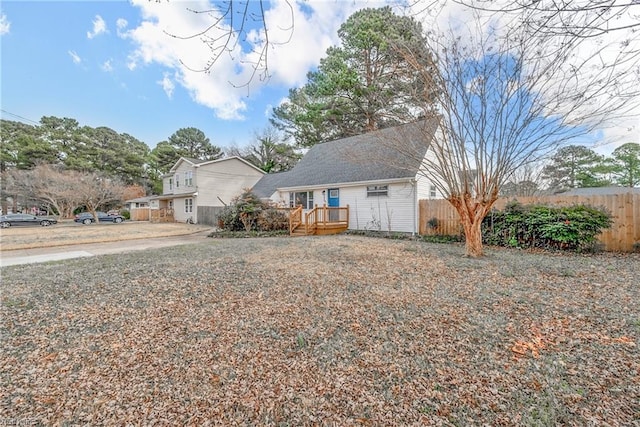 view of front of house with a deck