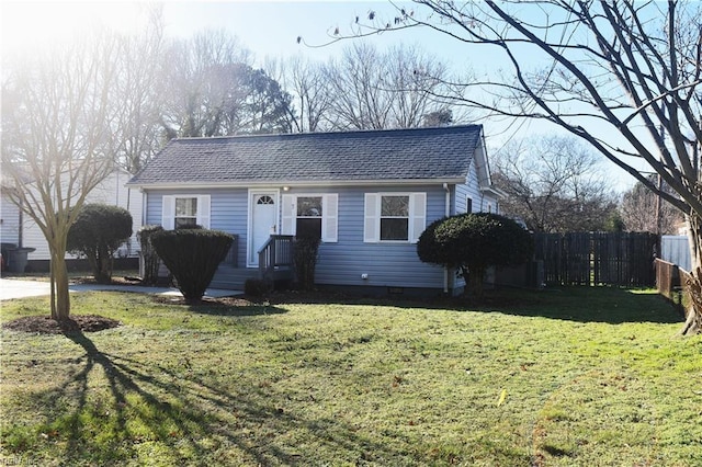 view of front of home with a front lawn