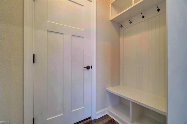 mudroom featuring dark hardwood / wood-style flooring