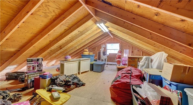 view of unfinished attic