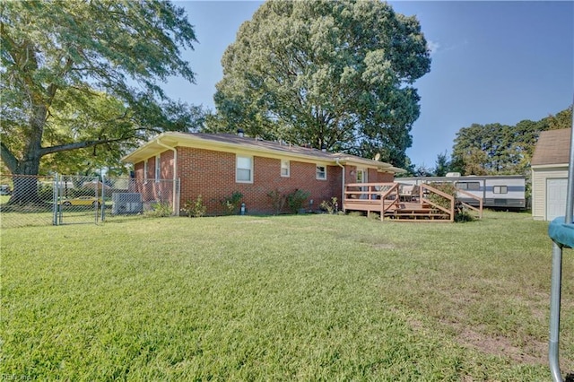 view of yard featuring a deck