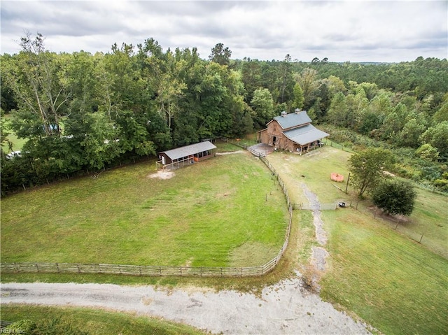 drone / aerial view with a rural view