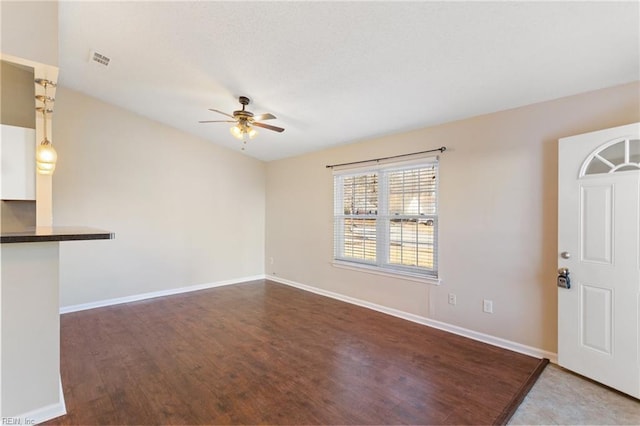 interior space featuring ceiling fan and hardwood / wood-style floors