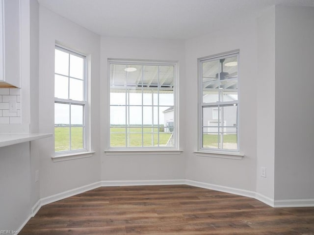 empty room with plenty of natural light and dark wood-type flooring