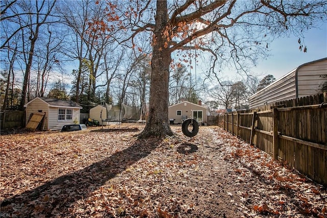 view of yard with a shed