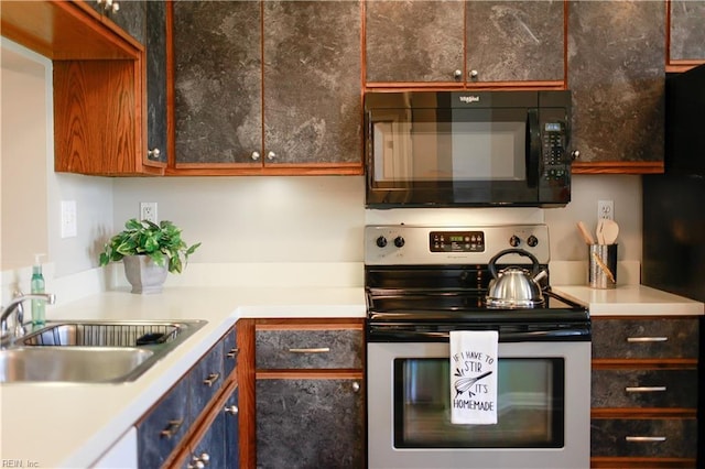 kitchen with black appliances and sink