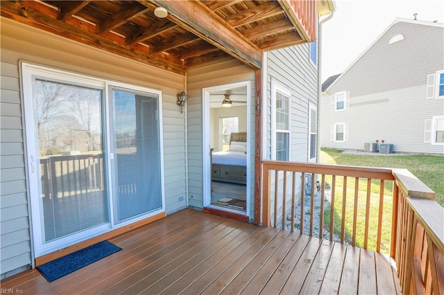 wooden terrace with cooling unit