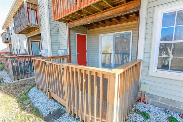 doorway to property with a deck