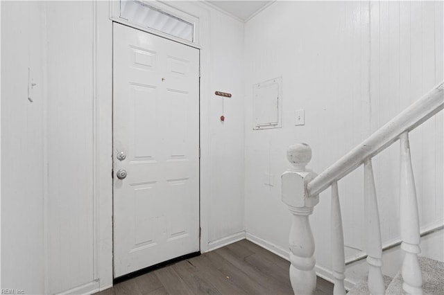 foyer entrance with dark hardwood / wood-style flooring