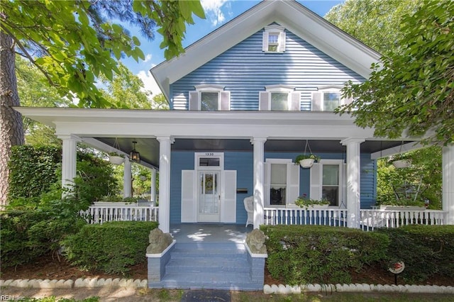 greek revival house with covered porch