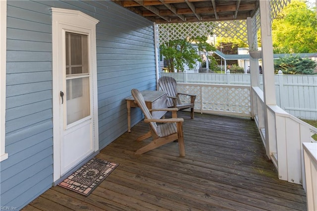 deck featuring a porch