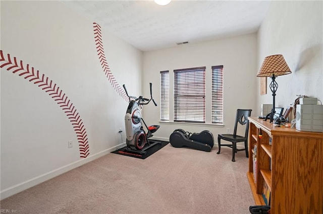 workout room with carpet floors