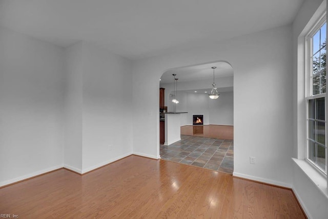 unfurnished room featuring dark wood-type flooring