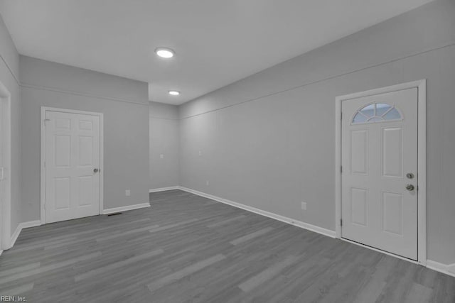 interior space with light hardwood / wood-style floors