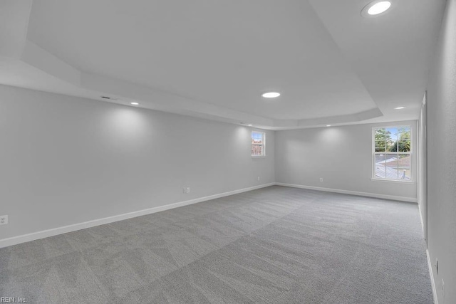 basement with light carpet