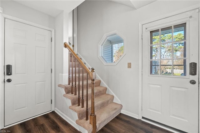 entrance foyer with dark wood-type flooring