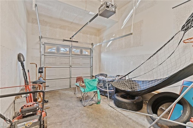 garage with a garage door opener