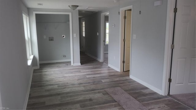 hall featuring dark hardwood / wood-style floors