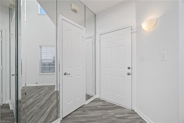 interior space featuring dark wood-type flooring