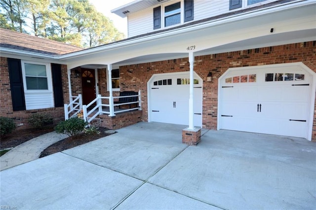 exterior space with a garage