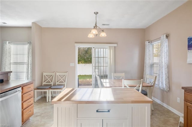 dining area with a chandelier