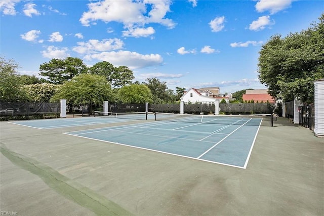 view of tennis court with basketball court