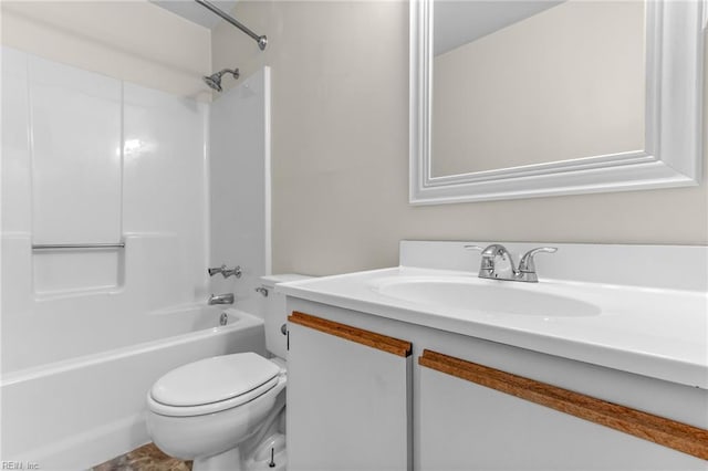 full bathroom with vanity, shower / bath combination, and toilet