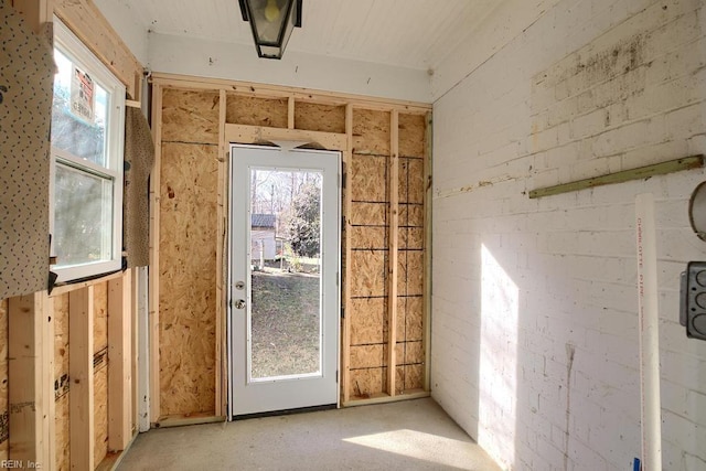 interior space with brick wall