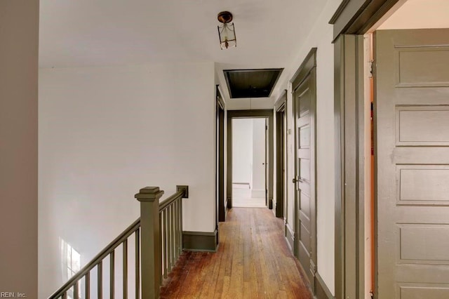 hallway with wood-type flooring